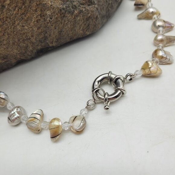 Beautiful Oyster Shell Stripe Baroque Pearl Necklace Beach Island Coast Seaside - Picture 5 of 9